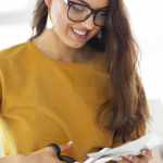 Woman making vision board